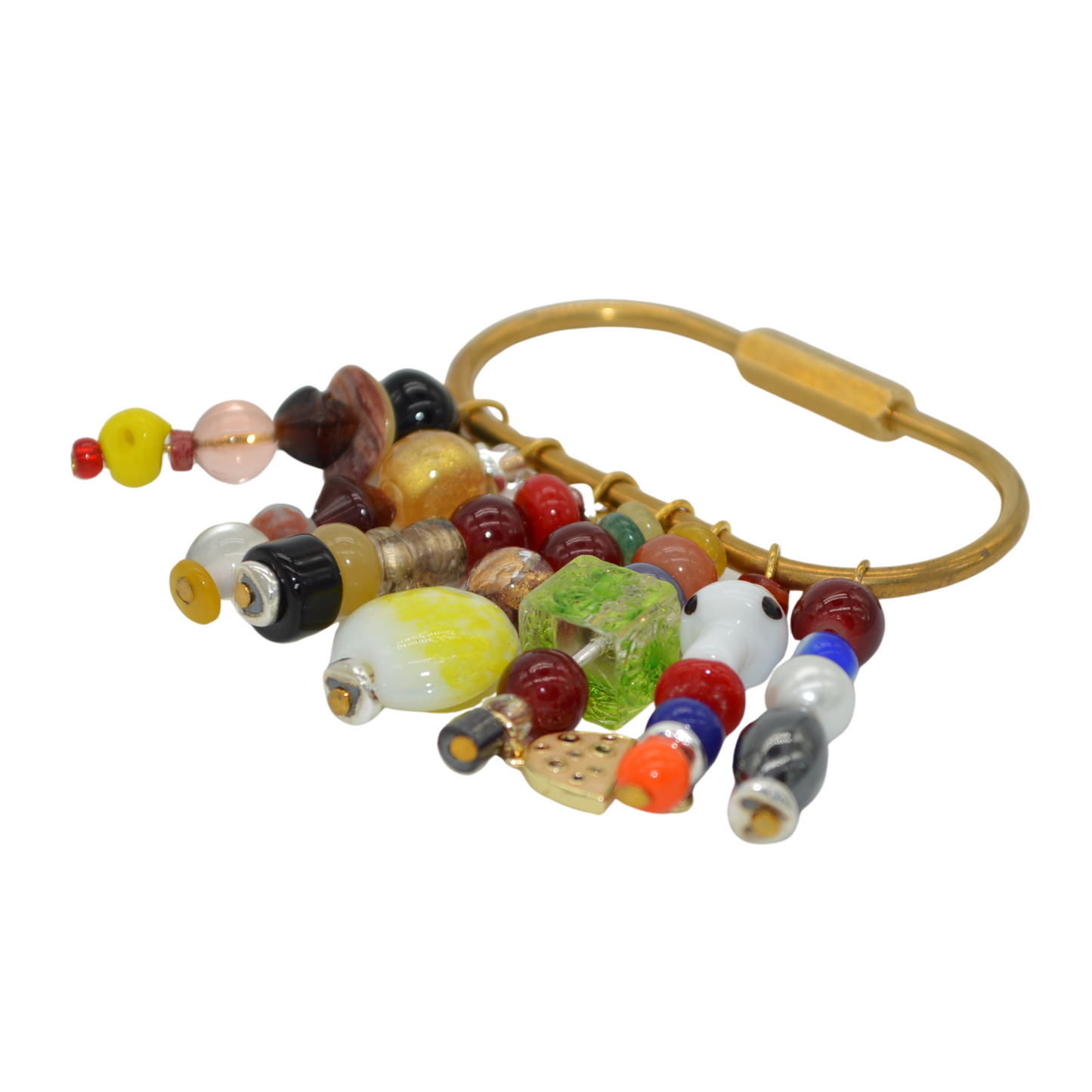 Colorful beaded bracelet on a white background