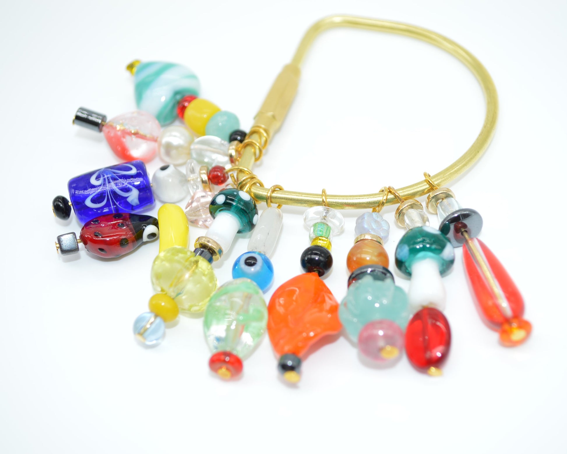 Colorful beaded clip on a white background