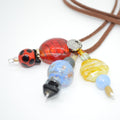 Necklace with colorful beads on a white background