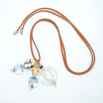Necklace with beads on a white background