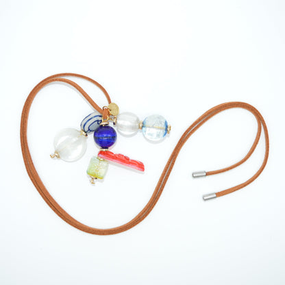 Glasses with a brown cord on a white background