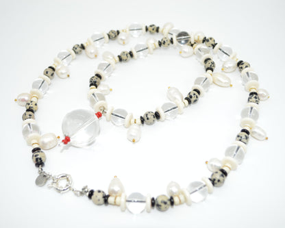 Necklace with beads on a white background