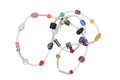 Necklace with multicolored beads on a white background