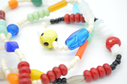 Colorful beaded bracelet on a white background