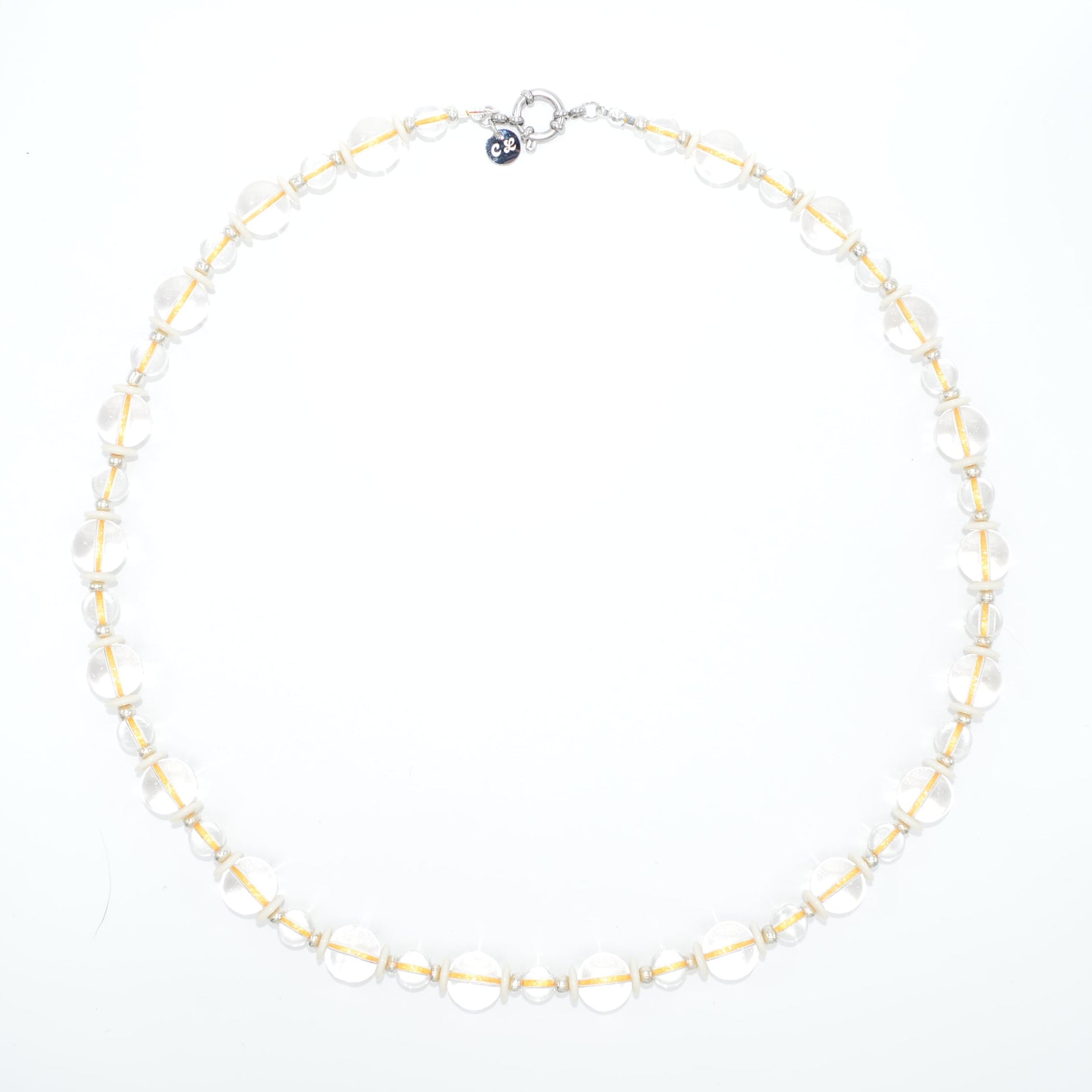 Gold necklace on a white background