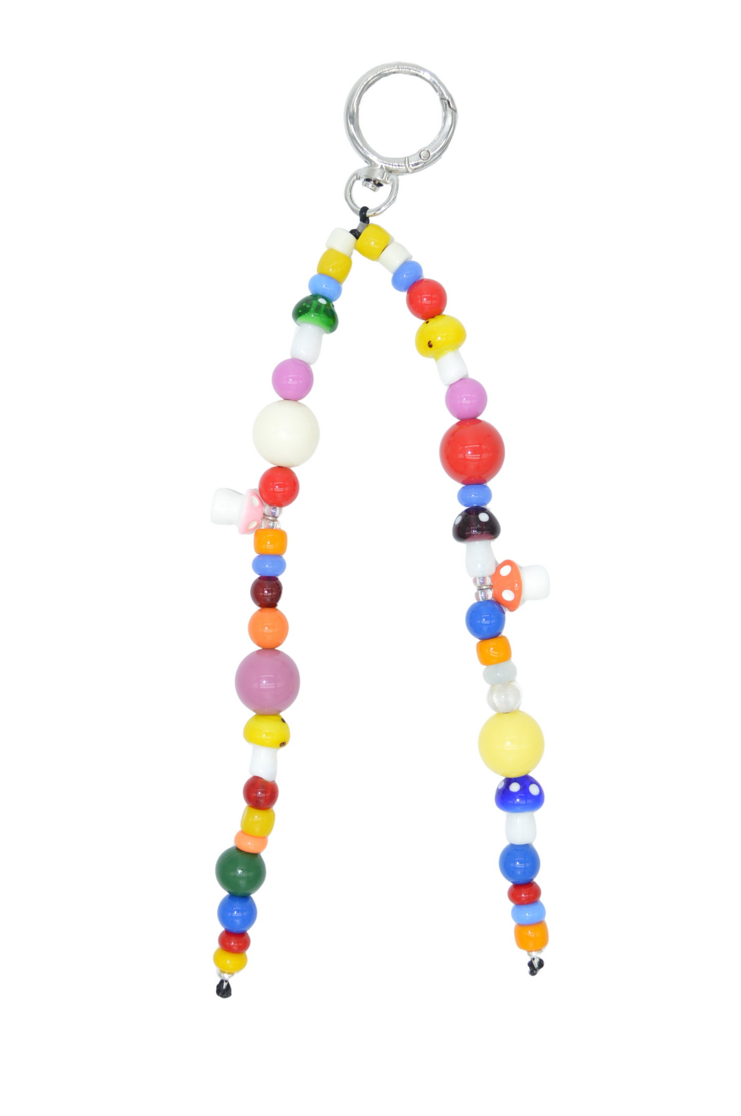 Colorful beaded keychain on a white background